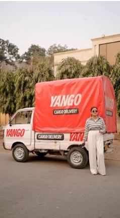Yango cargo delivery van fully wrapped in red branding